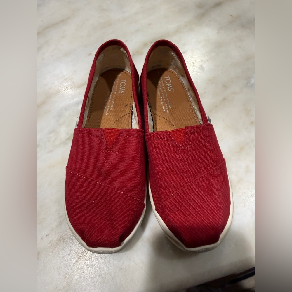 TOMS Bold Red Canvas Slip-Ons